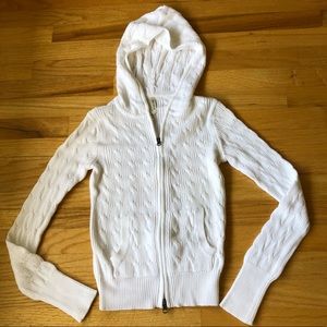 Aeropostale White Cotton Cardigan with Hood Size S NWOT